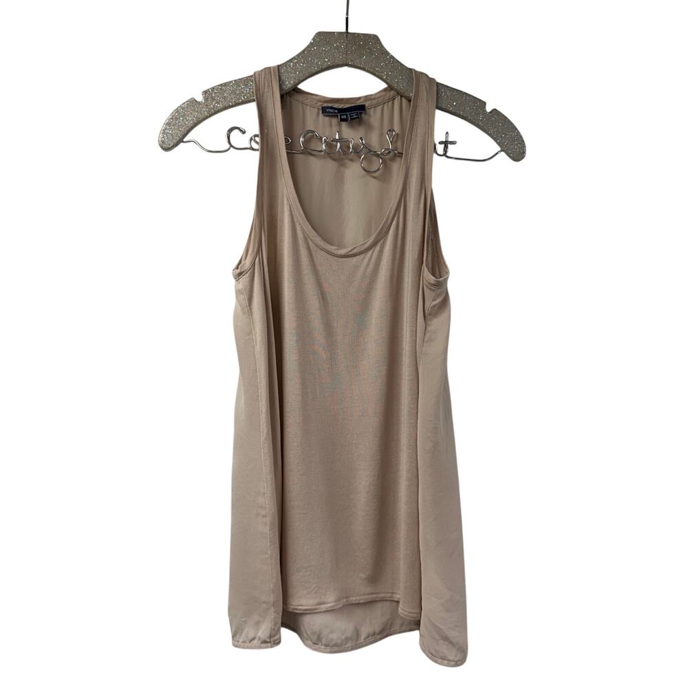 Vince Silk Tank Top Beige XS Sleeveless Racerback Casual
